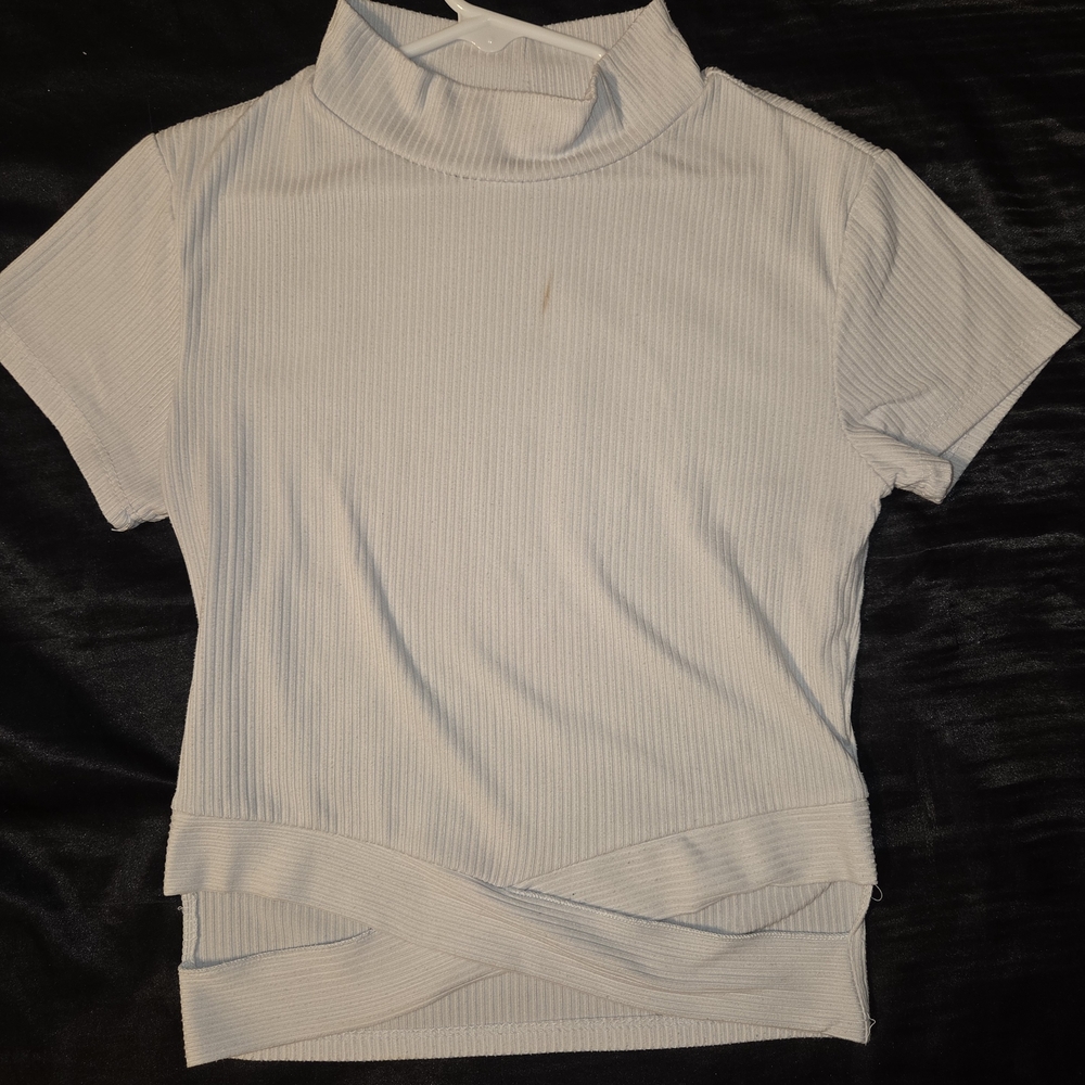Elegant Mock Neck Ribbed Top - Cream